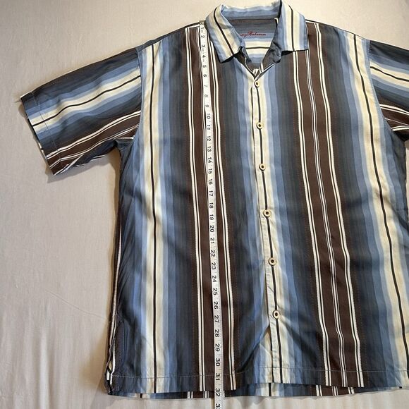 Tommy Bahama Short Sleeve Button Up Shirt Mens XL Silk‎ Tencel Striped Relaxed - Picture 8 of 16